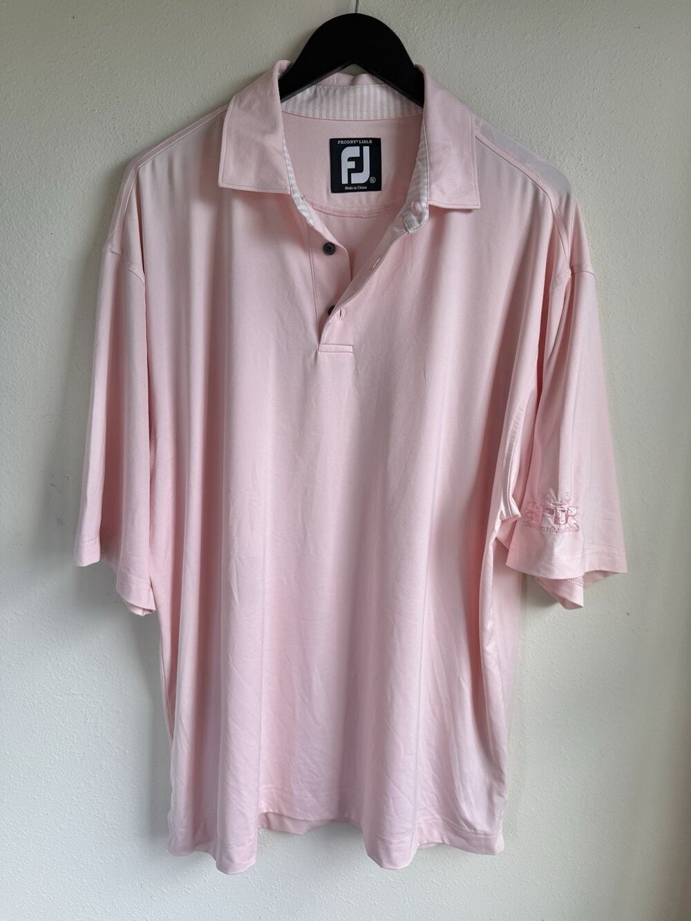 FootJoy Men's Polo Golf Shirt XL Pink Polyester Stretch Collared